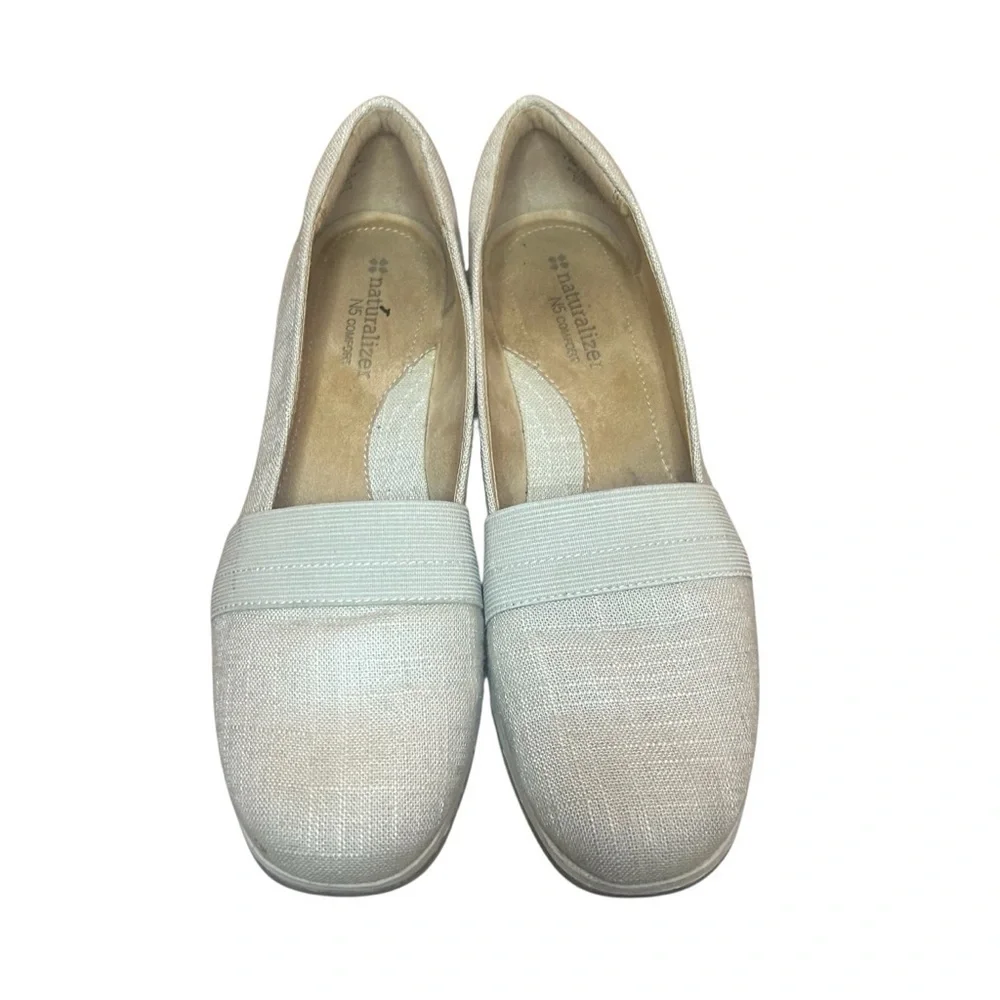 Naturalizer N5 Comfort Cream Canvas Wedge Slip On Shoes Women’s 7.5M